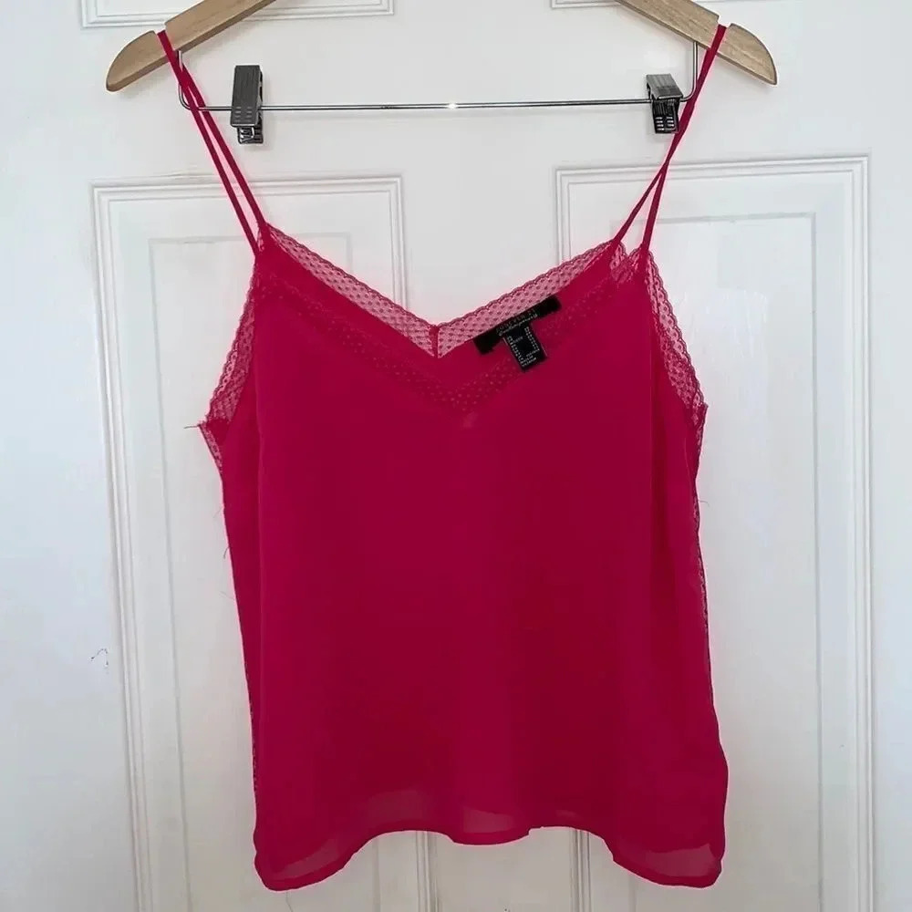 Forever21 Pink Lace Cami Tank Top Size XS
